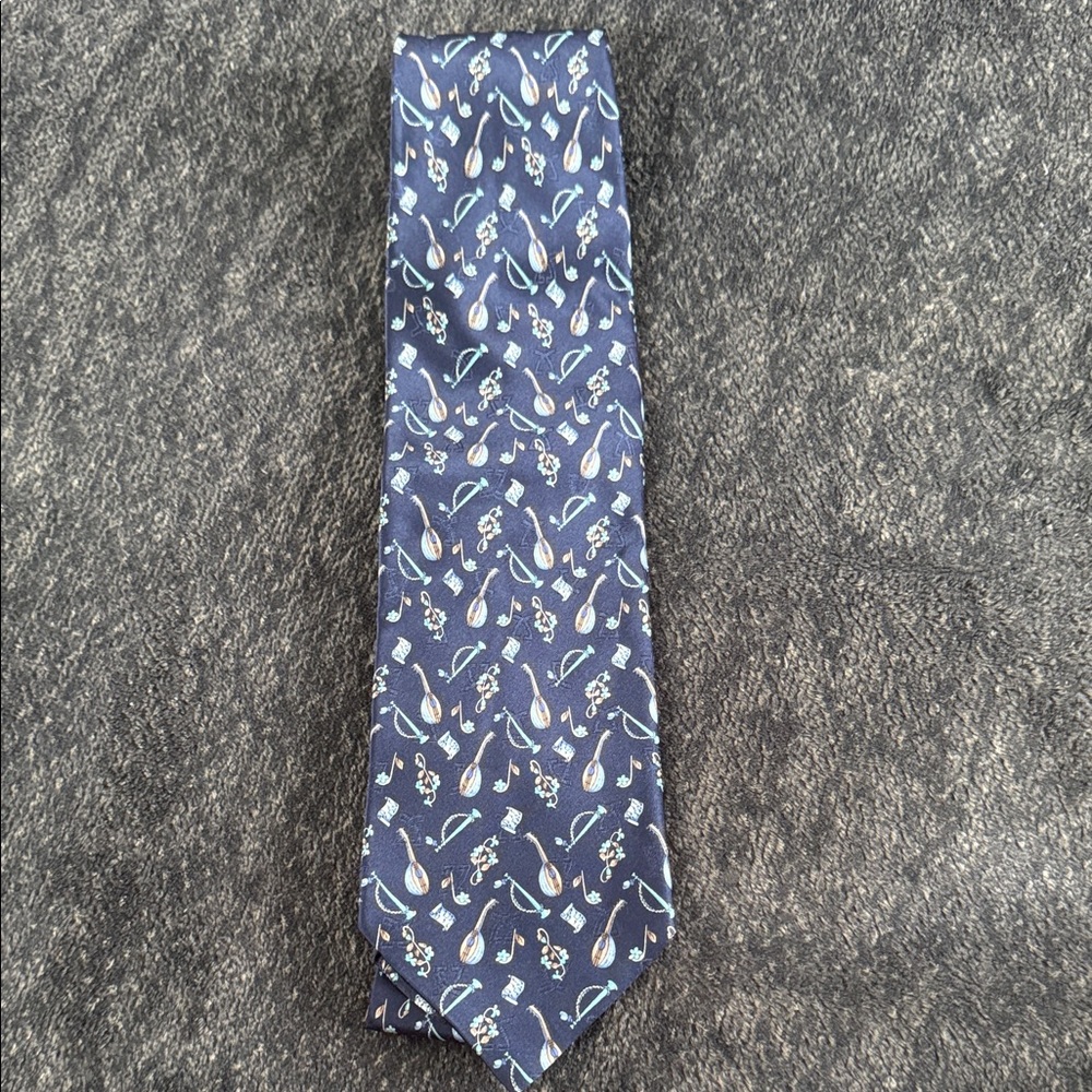 Navy Blue Patterned Men's Tie
